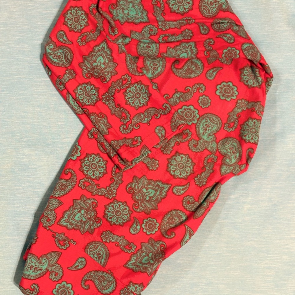 LuLaRoe Red and Green Paisley Leggings